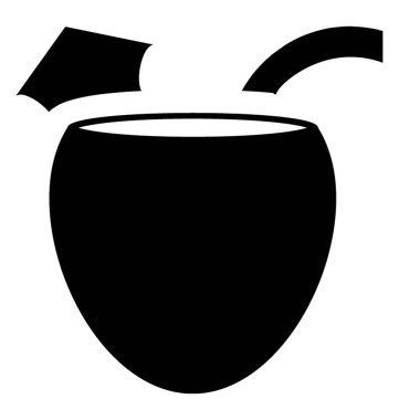 Çizgili boru ve dekoratif kağıt şemsiye, Hindistan cevizi suyu için simge ile yarım Hindistan cevizi 