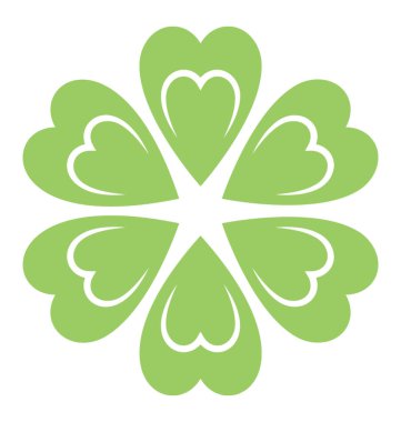 Altı kalp şeklinde yapılmış bir yonca bırakır 