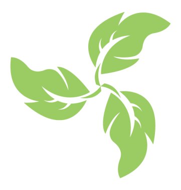 Üç yaprak bağlı birlikte gösterilen yaprakları simgesi girdap