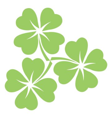 Üç yonca çiçek simgesi vitrine grup yonca yapraklarında 