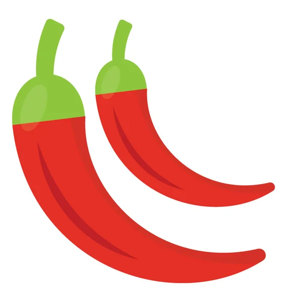 Tow Spicy Veggies Pedicel Making Icon Chili — Stock Vector