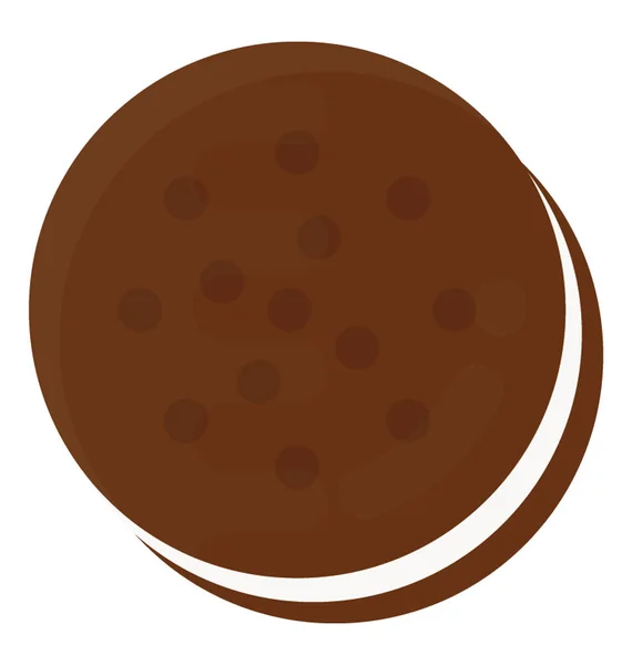 クリームとチョコレート ビスケット 真ん中 チョコレート サンドイッチ クッキー アイコン — ストックベクタ