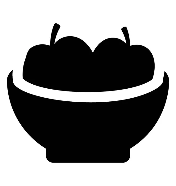 一碗含有两个苹果的水果图标 — 图库矢量图片