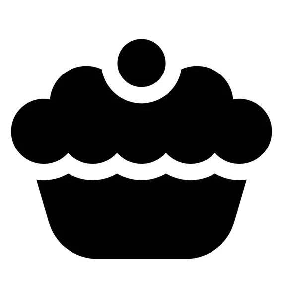Choklad Muffin Med Vit Grädde Och Körsbär Toppen Cupcake Ikonen — Stock vektor