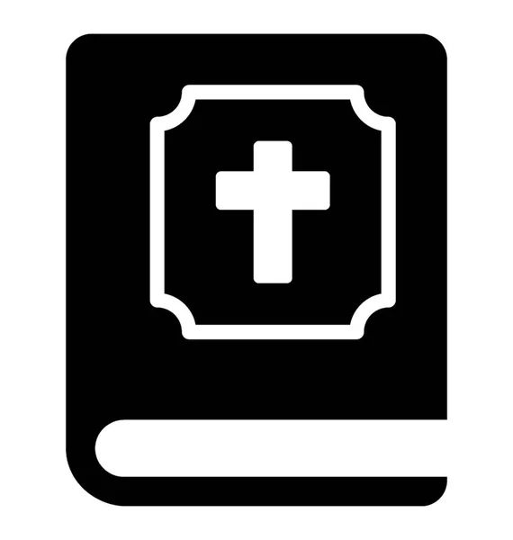 Libro Con Signo Cruz Cristiana Que Denota Icono Biblia Del — Archivo Imágenes Vectoriales
