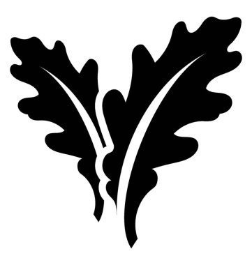 İki meşe yaprağı spirally düzenlenmiş desen zenginleştirilmiş