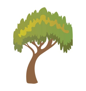 Tüylü yaprakları düz simgesi ile büyük charter meşe ağacı