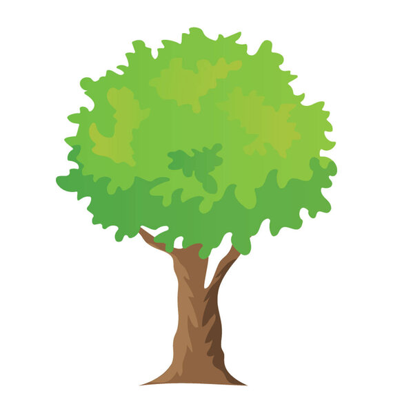 A green shady tree, shrub tree flat icon 