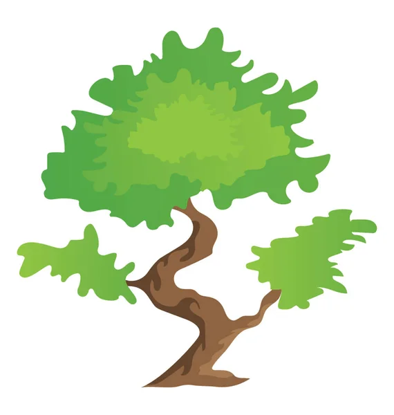 Bonsai Çam Ağacı Dekoratif Ağaç Düz Simgesi — Stok Vektör