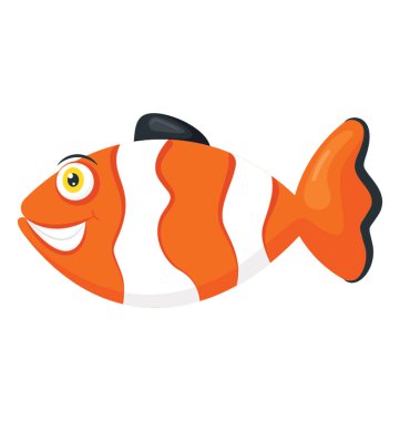 Bir deniz hayvanı turuncu ve beyaz tasarım palyaço balık tasvir vücudunda şeritler. 