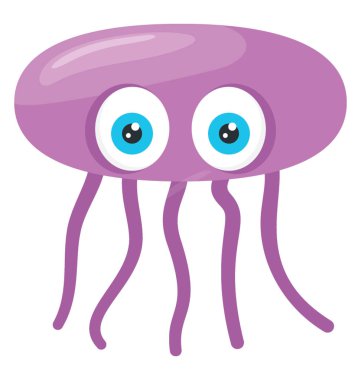 Multi palet ve jöle şeffaf karikatür balık denizanası tasvir gibi bir yumuşak gövdeli balıkla 