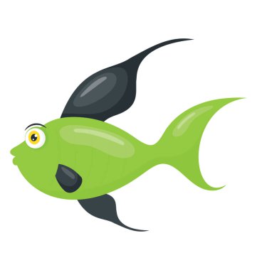 Parlak yeşil ve siyah balık kuyruğu Hıristiyanlıkla zemin balık düşürme ile renkli 