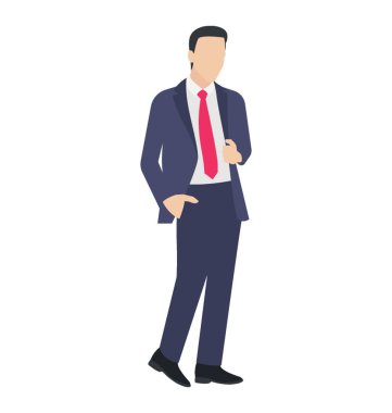 Patron sinyal Main'deki kravat ve ceket ayakta duruş, manken gibi poz resmi suting