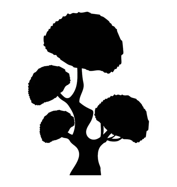 傘の松の木の単純なグリフ アイコン デザイン — ストックベクタ