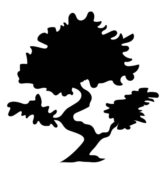 Árbol Pino Bonsai Icono Decorativo Del Glifo Del Árbol — Vector de stock