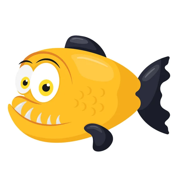 Wild Sea Animal Large Teeth Depicting Tiger Fish — Stock Vector