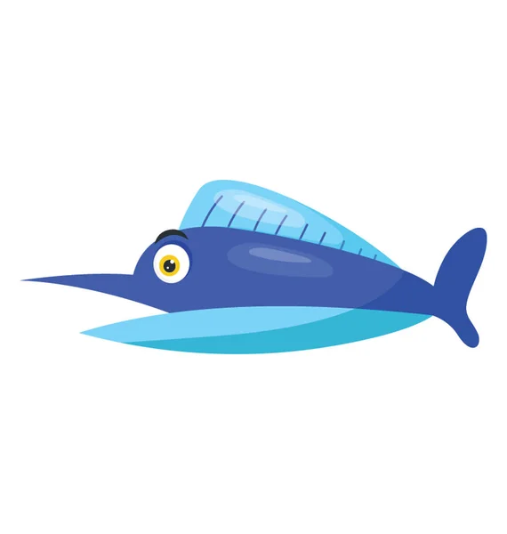 Aquatic Animal Long Bill Mouth Fins Called Swordfish — Stock Vector