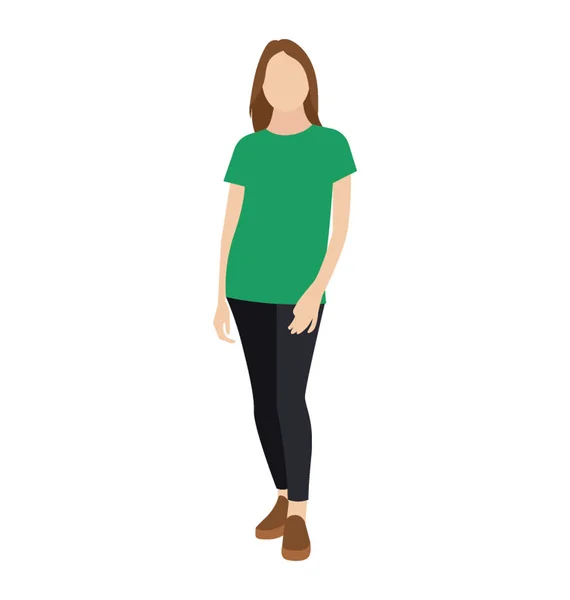 Frau Mit Kurzhaarschnitt Trägt Ankle Hose Sweatshirt Stiefel Stehen Symbolisiert — Stockvektor