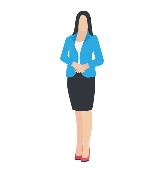 Frau Bürokleid Trägt Röcke Mantel Und Haare Ungebunden Die Ikone — Stockvektor