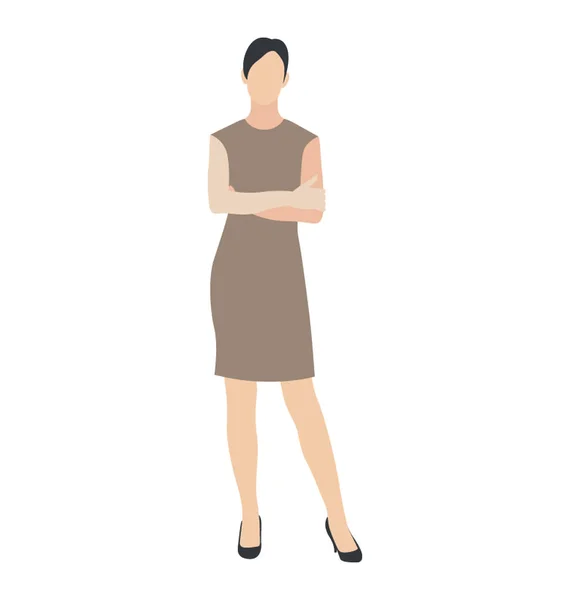 Female Stylish Yet Decent Top Standing Folding Hands Icon Stylish — Stock Vector