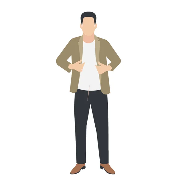 Hombre Vestido Decentemente Con Ropa Casual Mostrando Carácter Caballero — Vector de stock