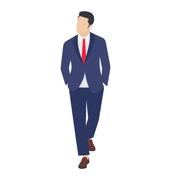 Patron Pantalon Officiel Cravate Marchant Élégamment — Image vectorielle