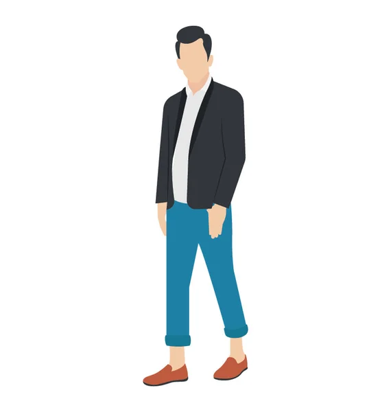 Human Avatar Stylish Dressing Walking Posture — Stock Vector