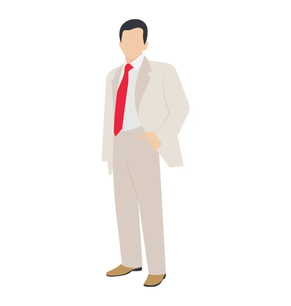 Jefe Traje Oficial Pie Con Las Manos Bolsillo — Vector de stock