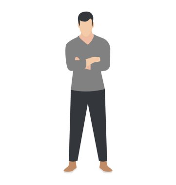 Uygun bir kendine güvenen erkek avatar silah ile ayakta katlanmış 