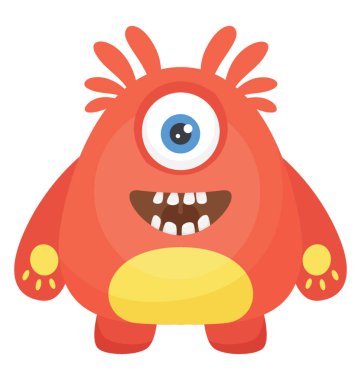 Kürklü tüylü canavar tasvir tüylü vücut sahip diş ile renkli bir gözlü turuncu 