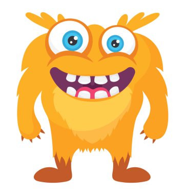 Açık ağız ve dişler sarı canavar saldırmaya hazır geliyor ile sarı renkli korkunç yaratık 