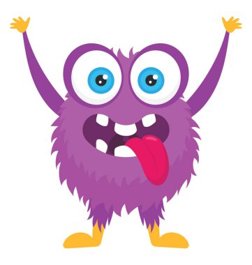 Eller yukarı dilini çıkarmış, boogie canavar heyecan ve haşhaş gözünde bir canavarla 