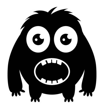 Korkunç bir yaratık şişkin gözler ve büyük dişleri ve sıradışı vücut tuhaf canavar karakterize ile karşı karşıya 