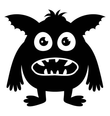 Bir canavar ile kabarık kulaklar ve halloween canavar karakterize denticles 