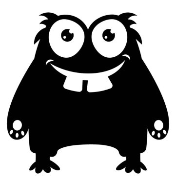 İki büyük gözleri ve outcoming diş, bakteri canavar canavar 