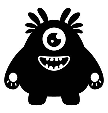 Dişli tüylü vücut tüylü tüylü canavar tasvir sahip tek gözlü yaratık 