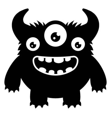 Bir kirli o üç gözlü yaratık boynuzları ve diş, mikrop canavar ile 