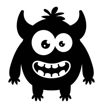 Eller aşağı kızgın şeytan canavar karakterize gözleri ve boynuzları çirkin kızgın yaratık haşhaş ile A 