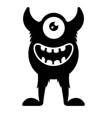 Bir tek gözlü canavar boynuzları ve eller, cyclop canavar yukarı 