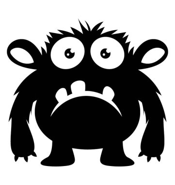  Bir canavar üzgün yüz ve yağ vücut üzgün canavar sahip boynuzları ile 