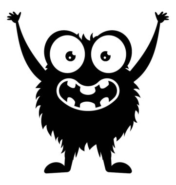 Eller yukarı dilini çıkarmış, boogie canavar heyecan ve haşhaş gözünde bir canavarla 