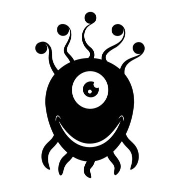 Bir göz ve dilini, göz küresi canavar olan göz küresi şeklinde bir yaratığın 