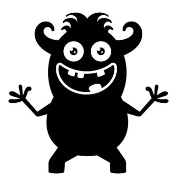 Şeytan, şeytan solucana gibi boynuzları olan bir küçük şirin solucan şekil karakter 