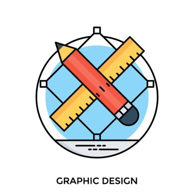 Kalem gibi temel tasarım araçları ve ölçek grafik tasarım simgesi sunmak için kullanılan 