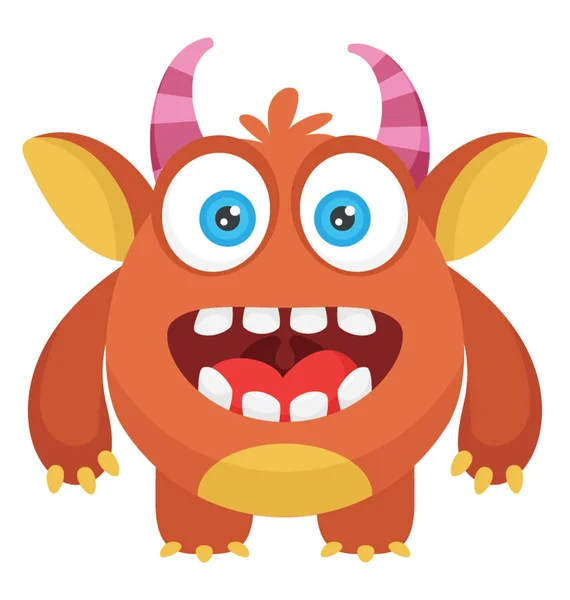 Dirty Orange Creature Horns Teeth Germ Monster — Stock Vector