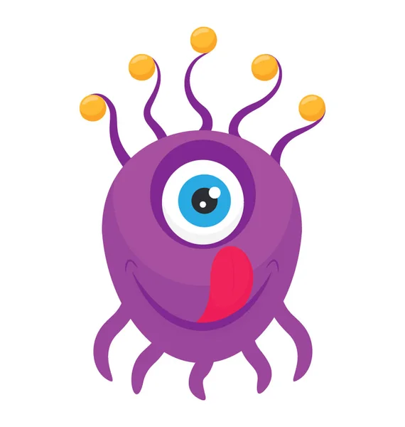 Creature Shape Eyeball Having One Eye Tongue Out Eyeball Monster — Stock Vector