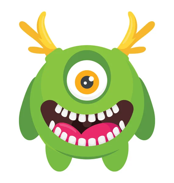 One Eyed Monster Multiple Horns Characterizing Randier Ons Monster — Stock Vector