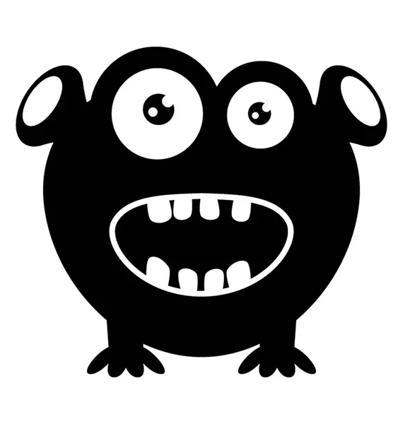 Personaje Monstruo Con Ojos Saltones Dos Orejas Lengua Que Sale — Vector de stock