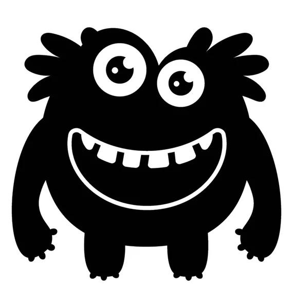 Smiling Monster Furry Body Characterizing Furry Funny Monster — Stock Vector