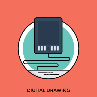 Bir dijital cihaz ben tasarımcılar tarafından kullanılan dijital çizim simgesi için diyagramı e tableti 